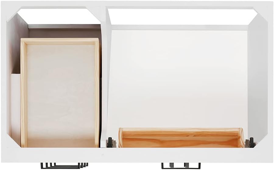 ARIEL Hepburn 36-inch Bathroom Vanity Base Cabinet,Solid Wood, 2 Soft Closing Doors, 5 Dovetail Drawers, White
