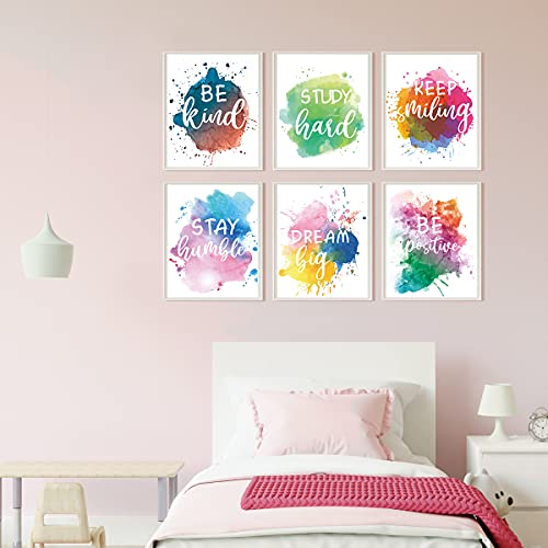 Inspirational Wall Art Motivational Art Prints And Quotes And Sayings Poster Girls Teens Bedroom Decor Sayings Positive Phrase Party Gift For Girls Kids Room Wall Art Decor 6 Pcs, 8X 10In, Unframed #TOP4