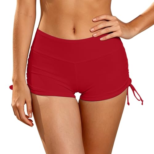 Bain Shorty Femme Bas de Maillot Natation Short Élastique Plage Shorts avec Cordon Réglable Taille Haute Bikini Maillots de Bain Tankini Bottoms Yoga Jogging Natation Plage Piscine