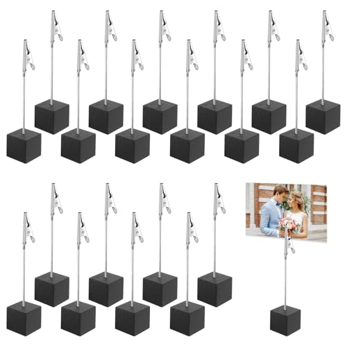 20 Peças porta-fotos pinças foto titular Memo Clip e pastas de mensagens titulares com pinça de crocodilo e base de pinheiro suporte para fotos suporte de notas para decoração de escritório casamento