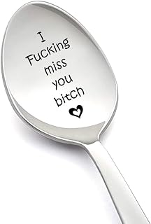 Long Distance Friendship Spoons Gifts for Best Friends I Fucking Miss You Bitch Spoon Gifts for Best Friend Moving Going Away Gift for Wife GF Coffee Tea Lovers Gifts Spoon