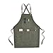 RG-FA Fartuch szefa kuchni bawełna płótno krzyż tył regulowany fartuch z kieszeniami dla kobiet i, Wojskowa zieleń, Rozmiar uniwersalny