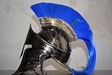 Steel Spartan Helmet King Leonidas Greek 300 Roman Helmet with Blue Plume | Antique Finish Medieval Warrior for Cosplay LARP Halloween by Active Industries.