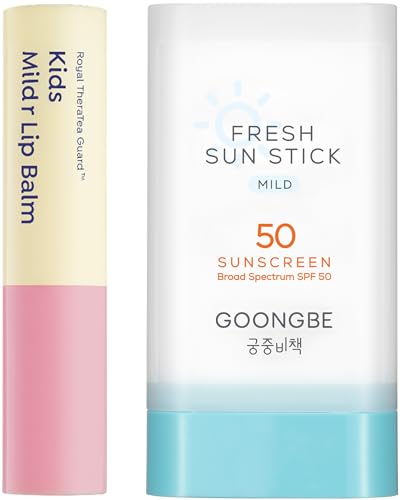 GOONGBE Fresh Sun Stick Mild SPF 50 + Kids' Color Lip Balm Bundle