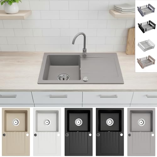 Faizee Möbel Granitspüle 76x44 Hochwertig beidseitig Montierbar...