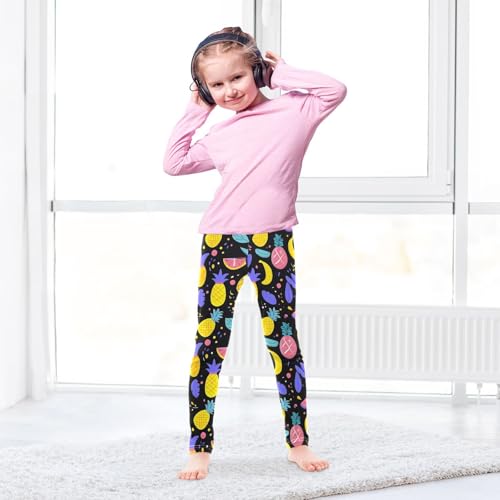 ALAZA Girls' Leggings Children's Yoga Pants Skinny Printed Dance Colorful Fruit Comfortable 4T3