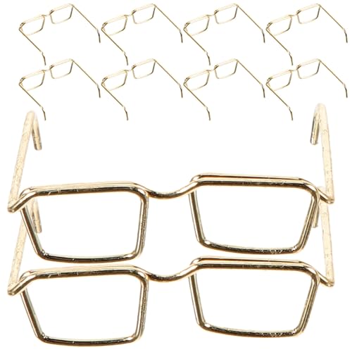 BESPORTBLE Montatura Occhiali Da Bambola Dorata Mini Senza Lenti, Accessori Per Vestire Bambole, Set Da 10 Pezzi Per Giochi Di Travestimento e Compleanni Ragazzo Ragazza