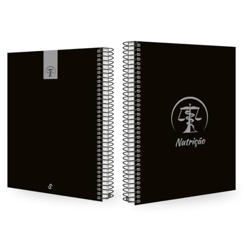 Caderno Universitário Espiral 10 Matérias Profissões Nutrição (Preto e Prata)