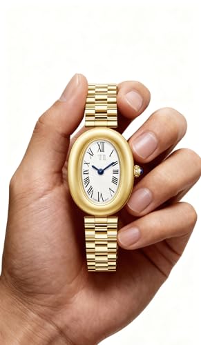 Image of Elliora Women's Luxury Gold Oval Watch | Elegant Stainless Steel Bracelet | Waterproof Fashion Business Dress Watch for Women | 32mm Dial - Gold