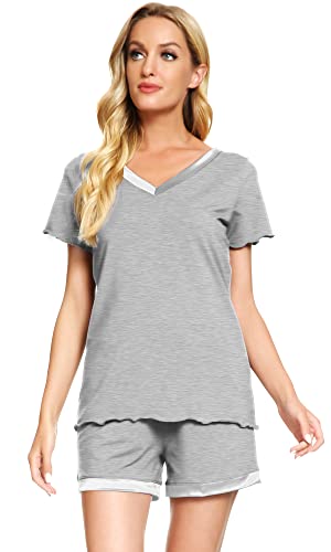 Image of WiWi Viscose from Bamboo Pajamas Set for Women Super Soft Short Sleeve Cooling Summer Plus Size Pjs Sets Sleepwear S-4X