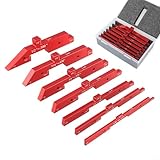 7-teiliges Aluminium-Setup-Set mit Linealmarkierungen ± 0,2,5 cm Höhe, Messgerät für Tischsäge, Fräse, Zaunherstellung, Holzbearbeitungswerkzeuge, Blau (rot)