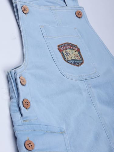 Image of KiddoPanti Unisex Denim Cargo Dungaree Shorts | 69.1% Cotton 29% Spun Poly 1.9% Spandex | Above Knee Length | Soft Breathable Summer Dungaree