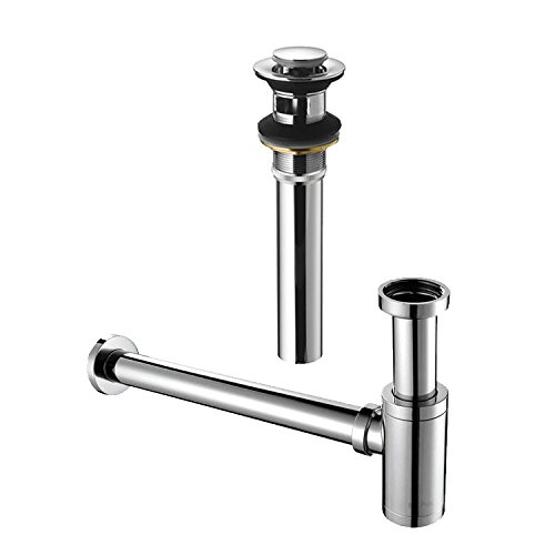 StoneArt Design Siphon Ablaufgarnitur mit Überlauf Abfluss Ventil Geruchsverschluss mit Reinigungsöffnung Röhrengeruchsverschluss höhenverstellbar PX06P