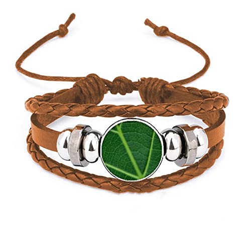 Bracelet en cuir vert foncé au motif nature : le cadeau idéal