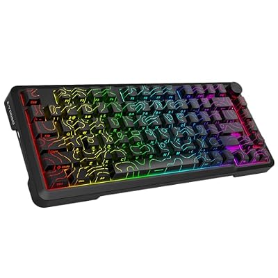 E-YOOSO 75% Wireless Mechanical Gaming Keyboard, Creamy Sound, Hot Swappable Pre-lubed Linear Switches, Gasket Structure, Knob Control, RGB Backlit, Compact Custom for PC, Black