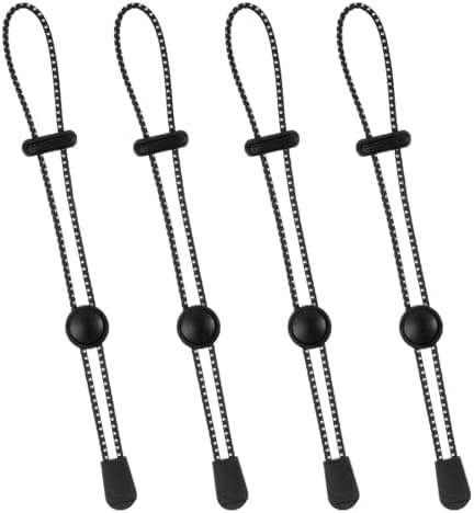 4 Pcs Climbing Stick Holder, Black Backpack Hiking Pole Ropes, Adjustable Bungee Rope, Fixing Buckle Elastic Rope, Hiking Trekking Pole Backpack Bungee Straps for Walking Outdoor Mountaineering
