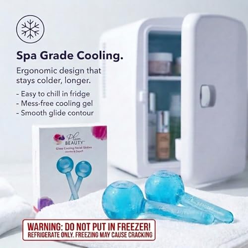 Plum Beauty Facial Cooling Globes - Cool Massage Tools for Refreshing Skincare Routine, Enhances Self Care, Reduces Puffiness - Set of 2