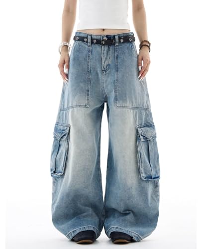 Baggy Cargo Jeans for Women Men Barrel Wide Leg Jeans Low Rise Vintage Boyfriend Denim Pants Grunge Clothes2
