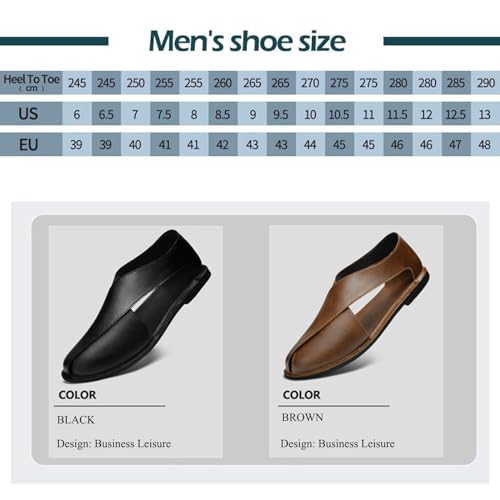 Men'S Soft Leather Closed Toe Flat Sandals,Slip-On Lightweight Breathable Driving Sandals,Outdoor Non-Slip Hollow Casual Fisherman Sandals2