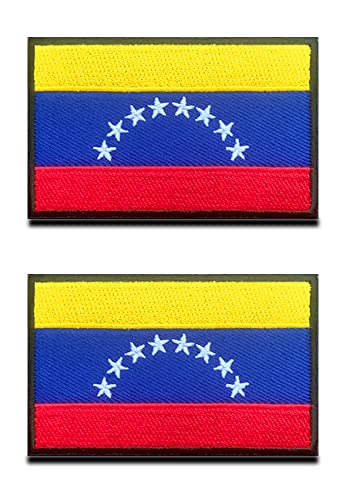 Pack of 2 Venezuela Flag Patch Embroidered Applique Venezuelan Hook and Loop Sew On National Emblem Tactical Venezuelan Patch for Clothes Uniform Backpack Caps Vest Military Tactical