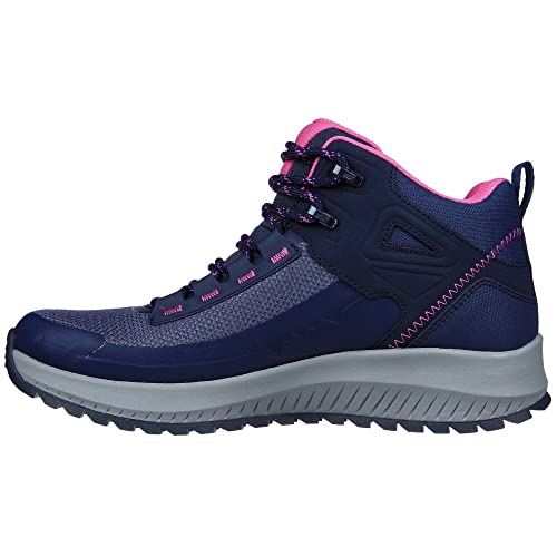 Skechers Skechers Women's Arch Fit Discover Boots, Navy Leather Hot Melt Mesh Purple Trim, 5