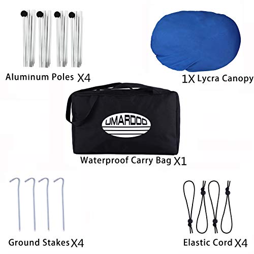 UMARDOO Family Beach Tent with 4 Aluminum Poles, Pop Up Beach Sunshade with Carrying Bag (Purple, 7X7 FT)