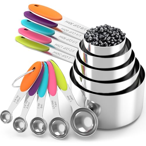 Tiluck Measuring Cups And Spoons Set, Stainless Steel, Kitchen Utensils For Cooking And Baking (10)
