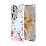 RRXSYXL for Oppo Reno 11 Pro 5G Case with Clear Floral Pattern,Shockproof Soft Case for Oppo Reno 11 Pro 5G,Pink Floral
