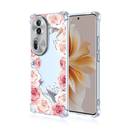 RRXSYXL for Oppo Reno 11 Pro 5G Case with Clear Floral Pattern,Shockproof Soft Case for Oppo Reno 11 Pro 5G,Pink Floral
