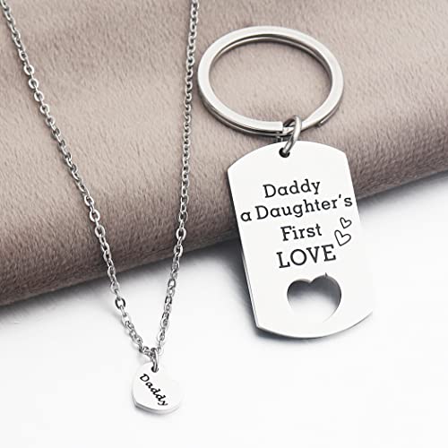 kaisinse Gift for Father and Daughter Dad Keychain and Daughter Necklace Jewelry Set Dad Gifts from Daughter3