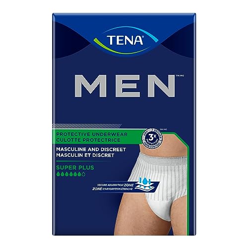 TENA Men Super Plus Protective Underwear, Incontinence, Disposable, Heavy Absorbency, Small/Medium, 16 Count