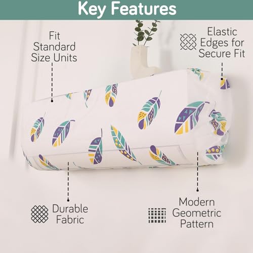 Image of HOKIPO Air Conditioner Cover for 2 Ton Split AC | Fits AC Units upto Size 110x33x31 cm | Dustproof, Waterproof & Washable Indoor Unit Cover | Boho Feathers (NEW-D5-AR5874)