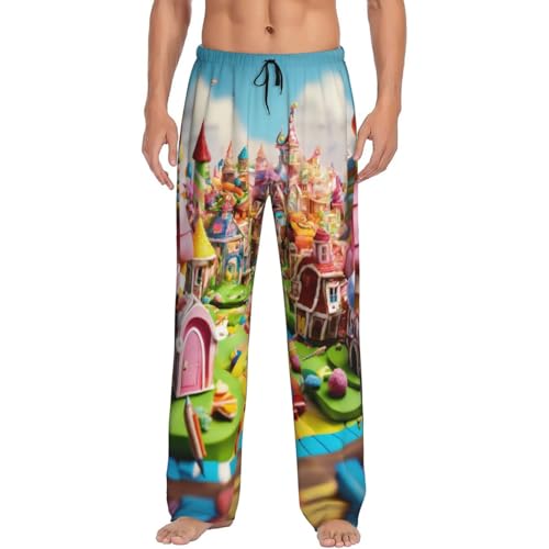 Candy Land Print Men Relaxation Pajama Pants Soft Lightweight Lounge Bottoms With Drawstring Pants