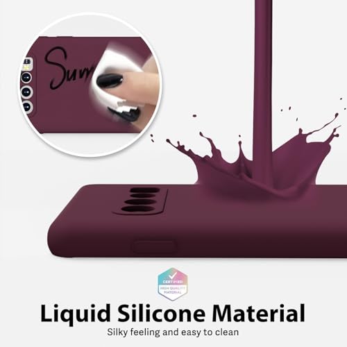 Image of DIZORO Liquid Silicone Case with Microfiber Coushioning Compatible for Samsung Galaxy S10 Shockproof Slim Back Cover, Gel Rubber Full Body Protection (Wine Red)