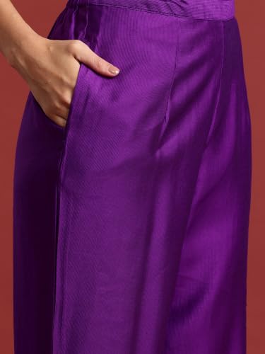 Image of INDO ERA Women's Viscose Embroidered A-Line Kurta and Pant with Dupatta Set (SHUTR6107)