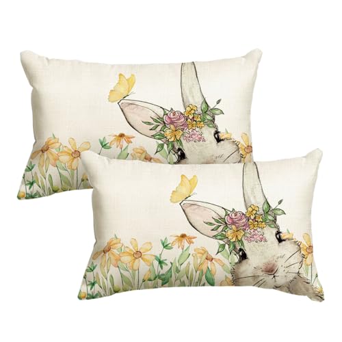 Housse de coussin de Pâques jaune 30x50 cm pour salon et canapé