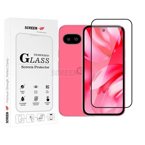 Image of ScreenUp Tempered Glass For Google Pixel 9a - Ultra Clear, 9H Scratch Resistant, Full Coverage, Easy Install Screen Protector