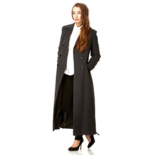 De La Crème Women`s Double Breated Fitted Long Coat Size 20, Grey #TOP3
