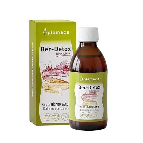 PLAMECA Ber-Detox, Hígado Sano con Berberina, Colina y Curcumina, Sabor Fresa, 250 ml