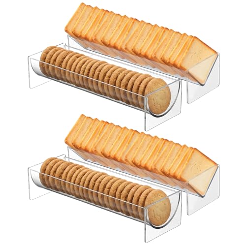 4 Pack Clear Cracker Tray, Acrylic Biscuit Stand Cracker Trays for Serving, Rectangular Multipurpose Clear Food Display Holder for Home, Wedding Events, Parties, Countertop and Events by Meyeyaia - Used condition - US$14.20