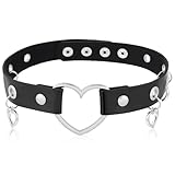 LIQWEI 1 Stück Schmuck Punk Herz Choker, PU Leder Choker Einstellbar KragenChoker LederHalskette Halsband Anhänger Halsband Gothic Leder Halsreif