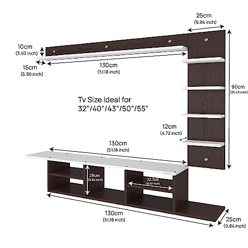 Image of Anikaa Charley Engineered Wood Wall Mount TV Unit /TV Stand /Wall Set Top Box Stand /TV Cabinet /TV Entertainment Unit (Wenge /White)(Ideal for Upto 55 inch)(D.I.Y)