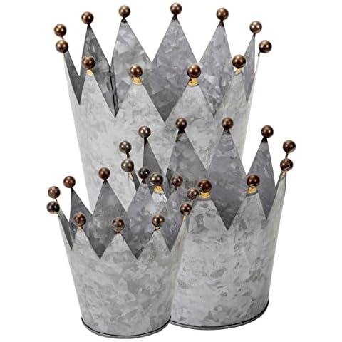 Decorative zinc crowns for the garden - set of 3 for planting Cover