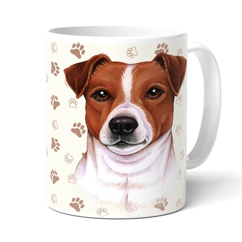 power gift JACK RUSSELL TERRIER (A) - Kaffeetasse, Becher, Teetasse aus hochwertiger Keramik. Kaffeebecher mit schöner Grafik und passenden Spruch in deutscher Sprache. Praktisches Geschenk.