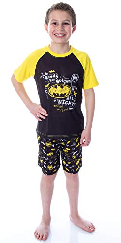 DC Comics Boys' Batman Pajamas Ready For Action Short Sleeve Shirt and Shorts 2 Piece Superhero Pajama Set (4/5)2