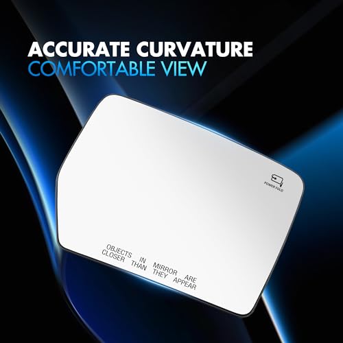 SNEMEEY Passenger Side Mirror Glass Replacement for Ford F150 2004 2005 2006 2007 2008 2009 2010, Right Heated Convex View Mirror with Rear Holder, 4L3Z17K707DA - Thumbnail 5