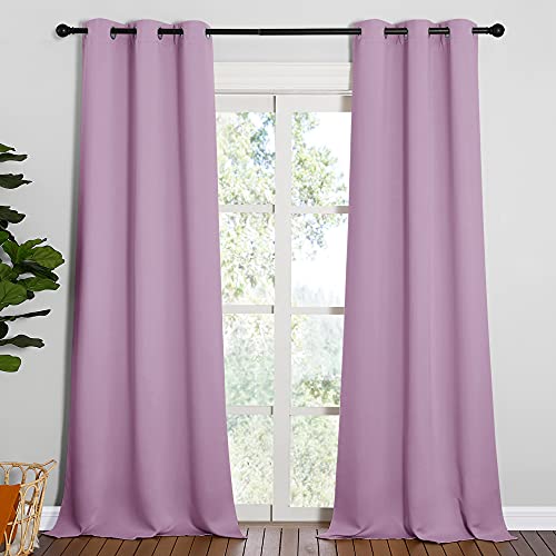 Image of NICETOWN Room Darkening Drapes for Nursery - Light Blocking Curtain Panels for Bedroom Girl Room, Soft Fabric Window Treatment (Lilac, 42 inches Width by 95 inches Length, 1 Pair)