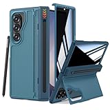 Ruky for Z-Fold-6-Case with [Hidden Foldable Kickstand & Hinge Protection], with S Pen Holder and Privacy Screen Protector, Shockproof Rugged Protective Wireless Charging Phone Case for Fold 6, Blue