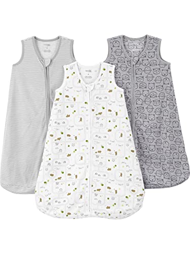 Simple Joys by Carter's Baby 3-Pack Cotton Wearable Blankets, Animals/Stripes, Small