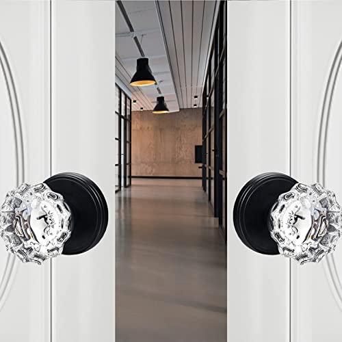 Shiny Handles Glass Dummy Door Knobs Interior,Antique Inactive Crystal Dummy Door Knobs For Hall And Closet,Matte Black (4 Pack) #TOP4